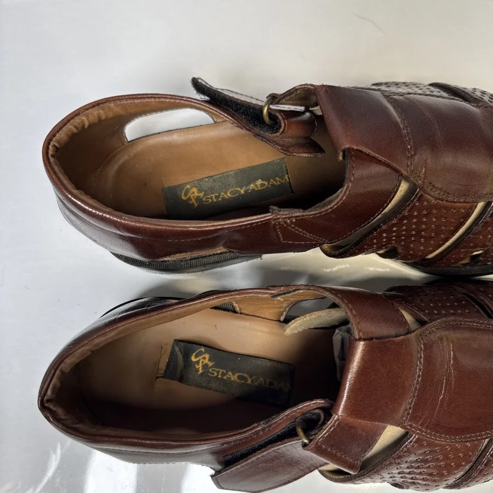 Stacy Adams Men's Brown‎ Leather Fisherman Sandals Made in India Size 9M  VGUC